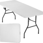 Folding Half Portable Foldable Table for Parties Backyard Events (White, 6 FT 70 * 29) (White, 6 FT)