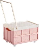 Moving Boxes Foldable Storage Bins with Lids Collapsible Storage Box Utility Wagon Camping Garden Shopping Cart Grocery Toy Clothes Books Container With Wheel Collapsible Storage Bins