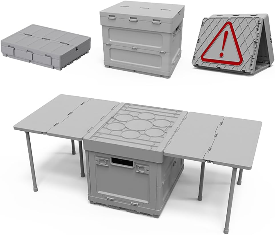 51dThl9DOKL._AC_SL1000_.jpg Folding Storage Box with Table, 3 in 1 Camping Collapsible Bins with Parking Warning Sign, Multifunctional Foldable Container, Outdoor Storage Bin for Picnic, Home, Office, Car - Image 1