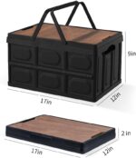 Collapsible Storage Bins Box with Lids and Handle, 30L Portable Plastic Storage Crate Containers Totes,  Stackable Foldable Camping Basket Supplies for Camp Fishing Car RV, Office (Black) - Image 2