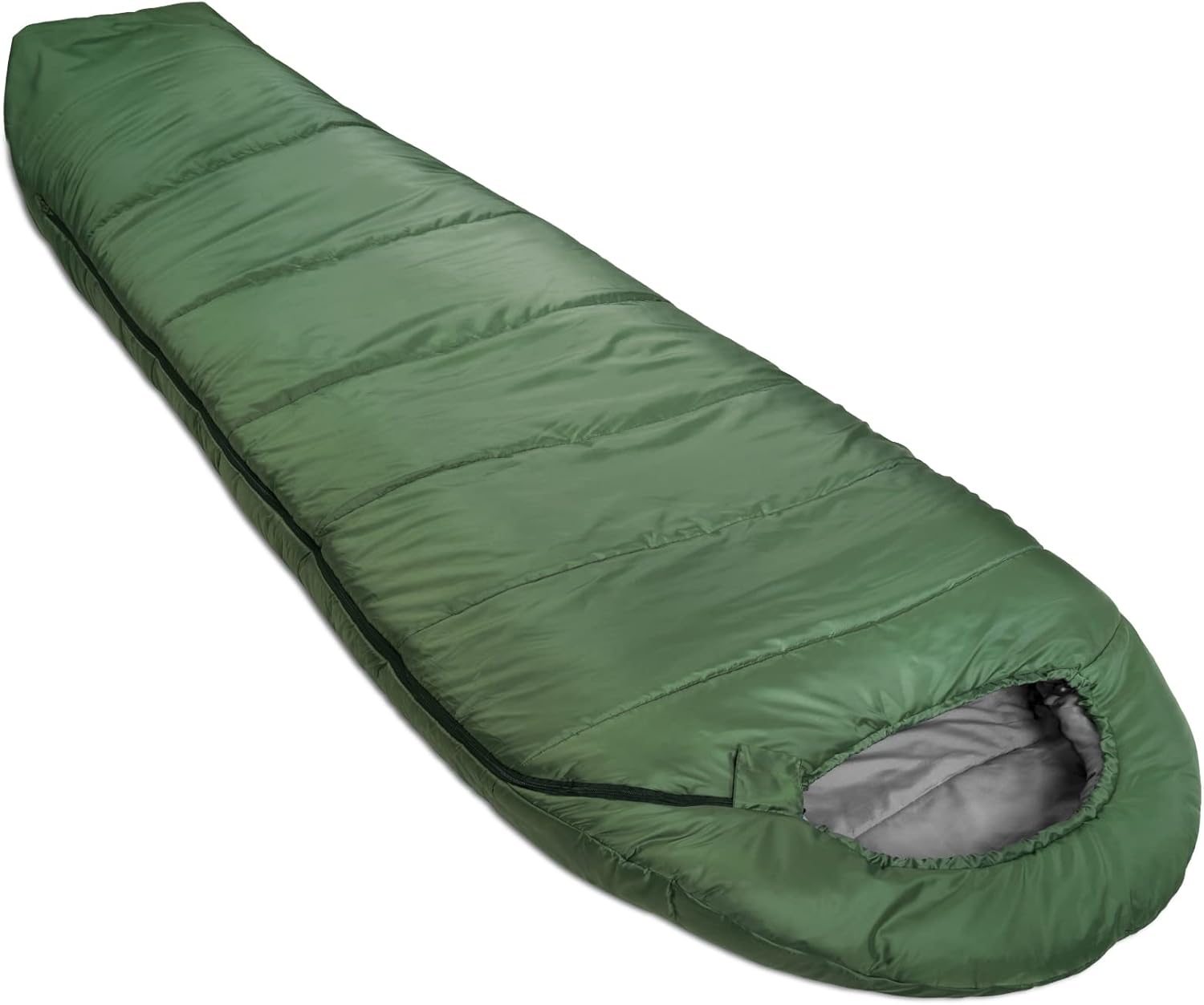61TqGPPRvzL._AC_SL1500_.jpg 20°F Cold Weather Mummy Sleeping Bag, 82 Inches x 33 Inches, Olive Green - Image 1