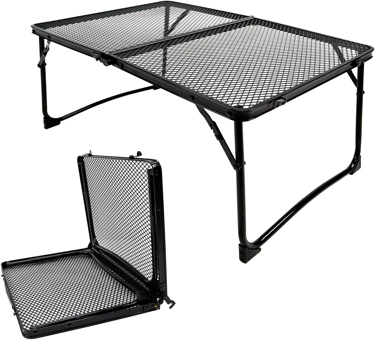 715hw-oD2JL._AC_SL1500_.jpg Folding Grill Table, Portable Camping Table with Mesh Desktop Light Weight Outdoor Cooking Table with Carry Handle Grill Tables for Outside Picnic BBQ - Image 1