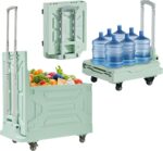 Foldable Shopping Cart with Wheels, Collapsible Rolling Crate for Groceries, Folding Storage Box with Handle, Three Modes of Use, Ideal for Teacher, Trip, Outdoors, Etc., 16GAL, Green