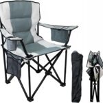 Heavy Duty Camping Chairs 600D Oxford Portable Folding Chair - Extra Wide Armrests, Cup Holder & Cooler Bag, Supports 350lbs, Ideal for Outdoor, Beach, Picnic & Sports