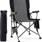 Camping Chair for Adults,Portable Folding Lawn Chair for Outside,Heavy Duty Camping Chair Support up to 330lbs,Collapsible Outdoor Beach Chair with Cup Holder(Grey)