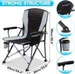 2 Pack Oversized Folding Camping Chair for Adults, Supports 450 LBS Camping Chairs, Heavy Duty Camping Chair with Side Pockets, Foldable Outdoor Chair for Camping, Beach, Fishing, Hiking, Black-Gray - Image 2