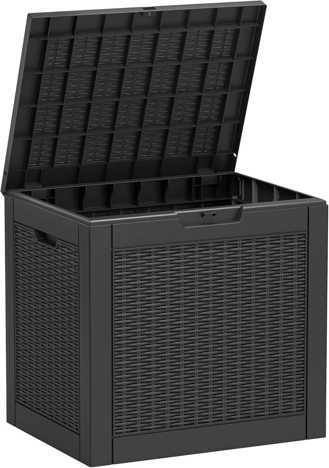 71p40nvnhiL._AC_SL1500_.jpg Outdoor Storage Box, Resin Deck Boxes Indoor and outdoor, Waterproof Storage Box Lockable Lid (Black, 35 Gallon) - Image 1