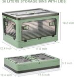 2 Pack Plastic 4 Doors Collapsible Storage Bins with Lid & Wheels, 36 Liters Folding Storage Bins, Stackable Multifunctional Box for Camping Clothes Snack Storage - Image 2