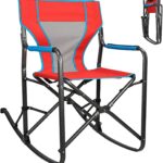 Oversized Rocking Camping Chair, Portable Folding Director Chair, Rocker Camp Chair for Outdoor Backyard Patio Lawn Garden