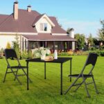 34" Folding Table, Portable Square Folding Card Table with Collapsible Legs & Carrying Handle, Plastic Tables for Camping,Picnic, Office, Party, Black - Image 2